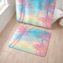 Douces Palmiers Tropicaux Pastel Teinte Turquoise