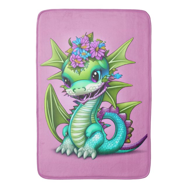 Tapis De Bain Dragon de bébé pourpre et vert (devant Vertical)