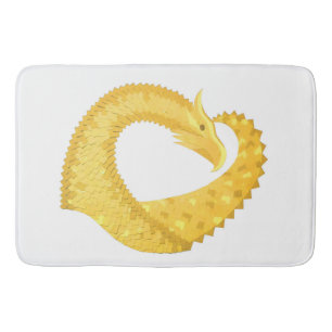 Tapis De Bain Dragon de coeur jaune sur blanc