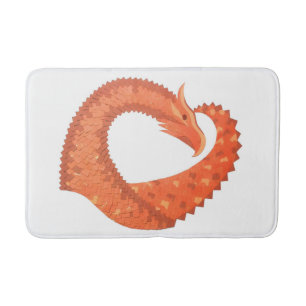 Tapis De Bain Dragon de coeur orange sur blanc