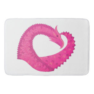 Tapis De Bain Dragon de coeur rose chaud sur blanc