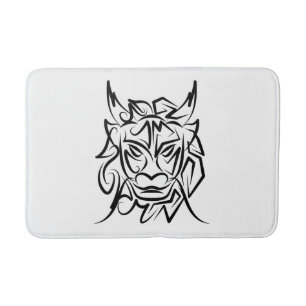 Tapis De Bain Dragon tribal noir et blanc