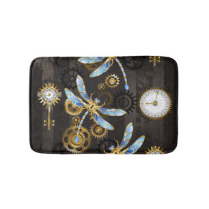 Tapis De Bain Dragonflies de Steampunk sur arrière - plan rayé b