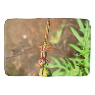 Tapis De Bain Dragonfly Artistique Reposant Sur Une Tête De Fleu