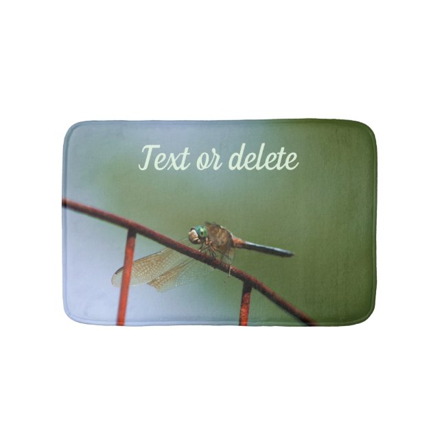Tapis De Bain Dragonfly on Wire Fence Close Up Personnalisé (Devant)