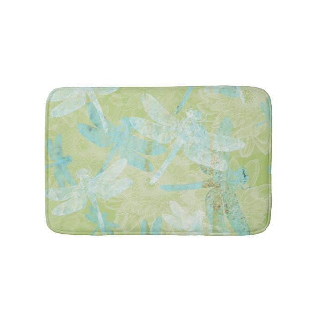Tapis De Bain Dragonlies Vert Turquoise bleu Motif (Devant)