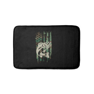 Tapis De Bain Drapeau américain Camouflage Pêche au walleye