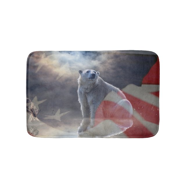 Tapis De Bain Drapeau américain de l'Ours polaire de l'Alaska (Devant)
