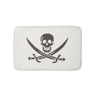 Tapis De Bain Drapeau de crâne obsidien Drapeau de pirate Calico