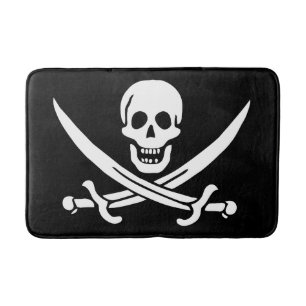 Tapis De Bain Drapeau pirate crâne épées croisées