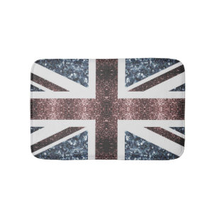 Tapis De Bain Drapeau rustique UK rouge bleu étincelants parties