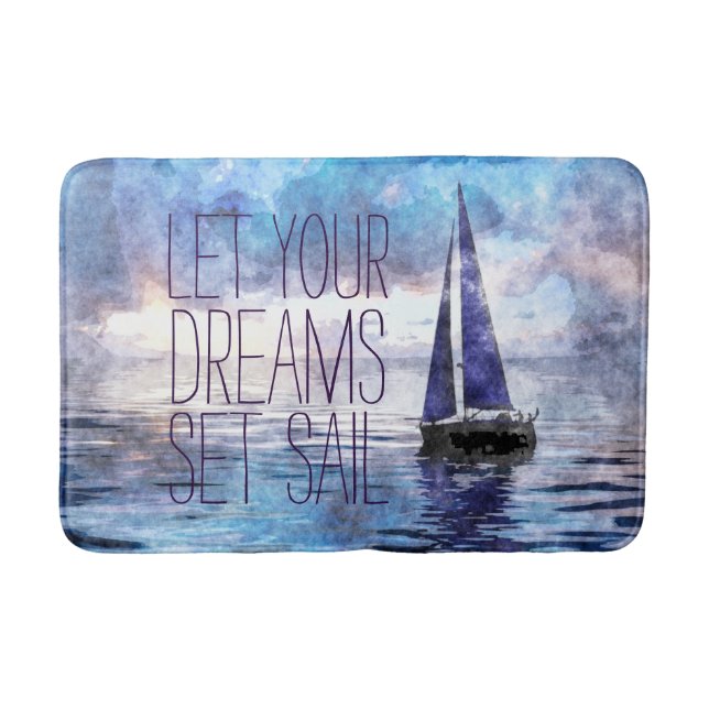 Tapis De Bain Dream Sail Inspirational Citation Ocean Blue Sunse (Devant)