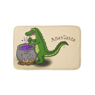 Tapis De Bain Drôle alligator vert cuisine dessin animé