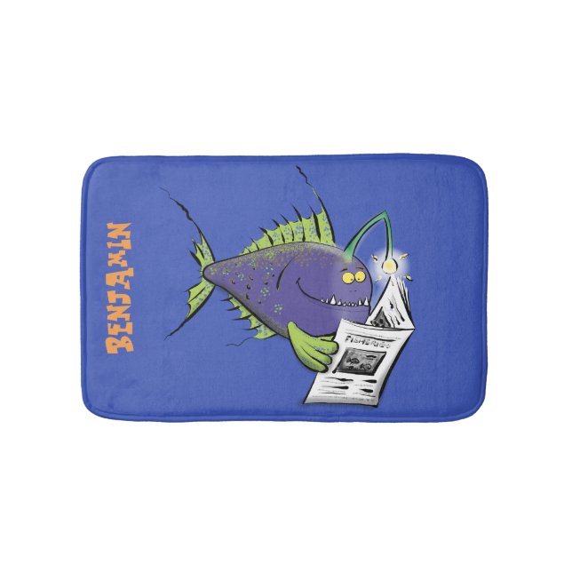 Tapis De Bain Drôle caricature de poisson de pêcheur (Devant)