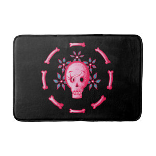 Tapis De Bain Drôle Crâne rose Halloween Whimsigoth