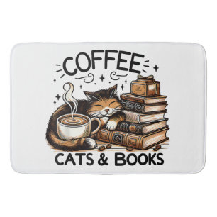 Tapis De Bain Drôle Cute Coffee Cats Livres Lover Idea Cadeau Fe