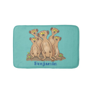 Tapis De Bain Drôle dessin de la famille meerkat