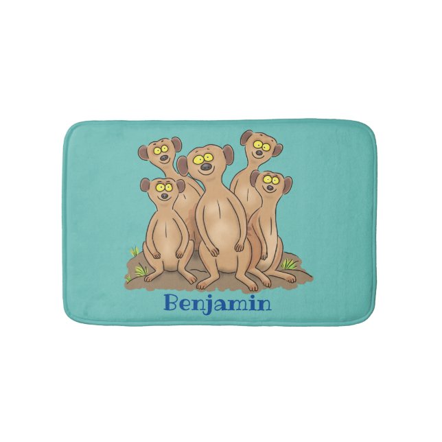 Tapis De Bain Drôle dessin de la famille meerkat (Devant)