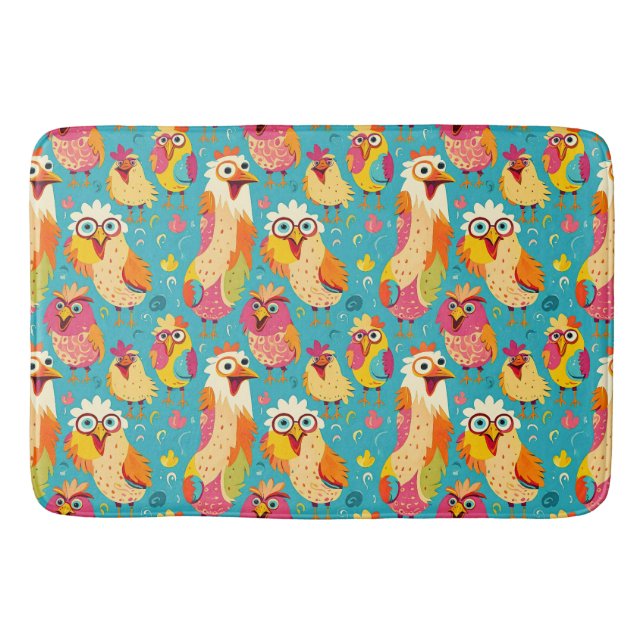 Tapis De Bain Drôle dessin humoristique Poulets Abstraits (Devant)