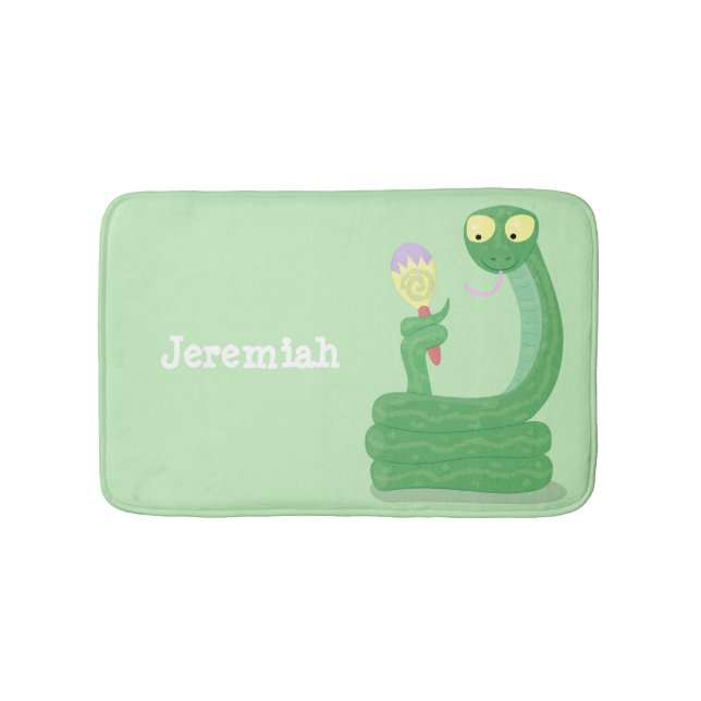 Tapis De Bain Drôle serpent vert avec caricature maraca (Devant)