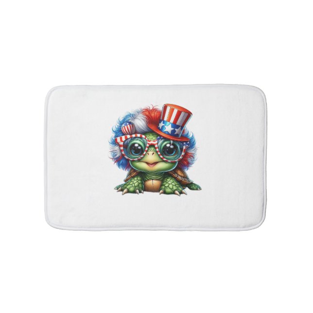 Tapis De Bain Drôle Tortue Patriotique USA Drapeau Sunglass (Devant)