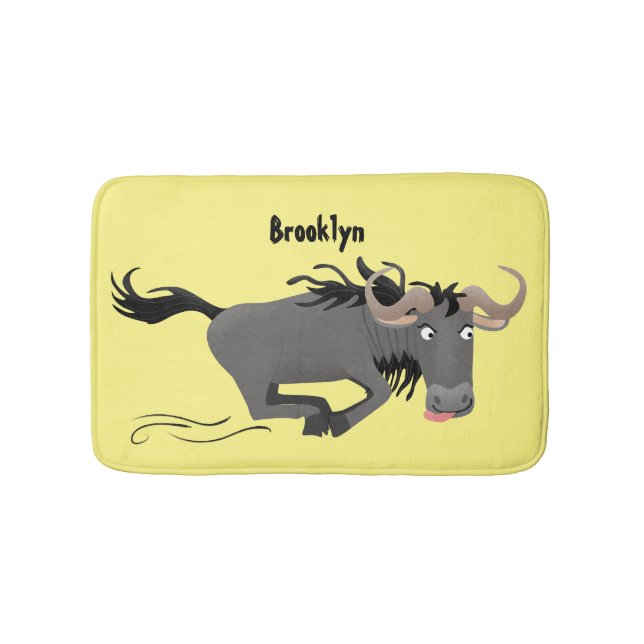 Tapis De Bain Drôle wildebeest tourner dessin animé illustration (Devant)