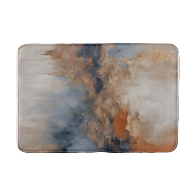 Tapis De Bain Dusty Blue Burnt Orange Navy Abstrait (Devant)