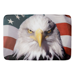 Tapis De Bain Eagle chauve américain avec le drapeau