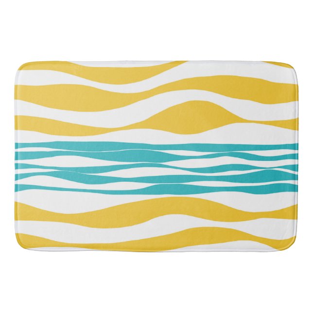 Tapis De Bain Ebb et flux - Turquoise & Jaune (Devant)