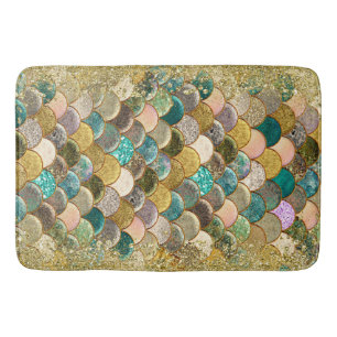 Tapis De Bain Écailles de Sirène Multi Couleur Paillettes Glamou