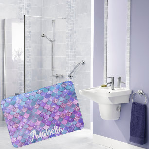 Tapis De Bain Échelles de sirène de Parties scintillant Turquois