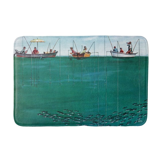 Tapis De Bain École de poissons parmi les lignes par Thornton Ut (Devant)