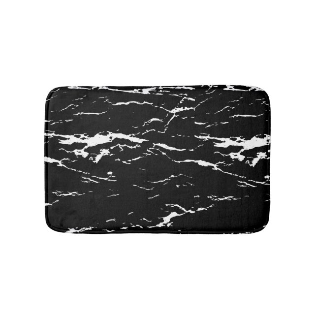 Tapis De Bain Effet Marbré noir et blanc (Devant)