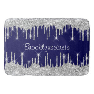 Tapis De Bain Effet Parties scintillant des gouttes Blue Navy No