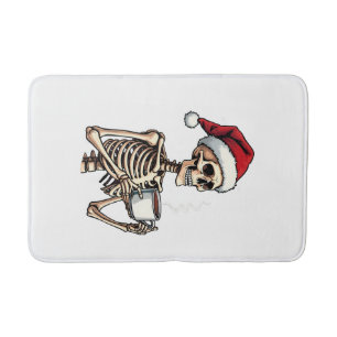 Tapis De Bain Éffrayant Halloween Sipping Café Noël Père Noël