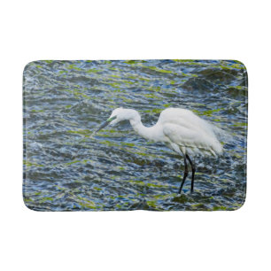 Tapis De Bain Egret neigeux Stork Lake Oiseau blanc