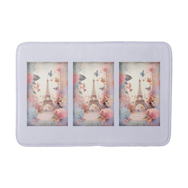 Tapis De Bain Eiffel Tower Butterflies and Flowers (Devant)