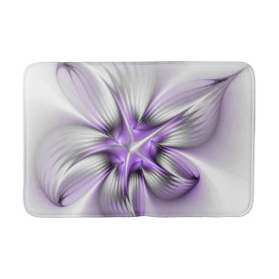 Tapis De Bain Élégance florale Art Abstrait Violet Fractal moder