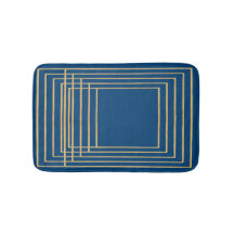 Tapis de bain élégant bleu et or