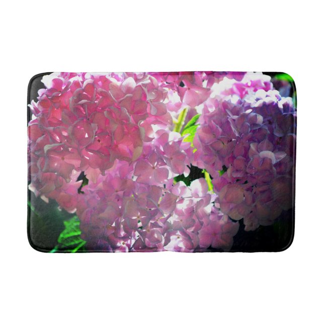 Tapis De Bain Élégant boho rose florales fleurs hydrangées (Devant)