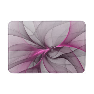 Tapis De Bain Élégant Chaos Moderne Art Fractal Abstrait Rose