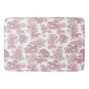 Tapis De Bain Elégant Chic Rose Rustique Horses Toile