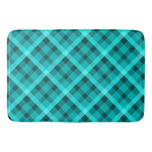 Tapis De Bain Élégant cool Turquoise Plaid Grand Mat Bain