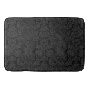 Tapis De Bain Élégant damas victorien noir orné