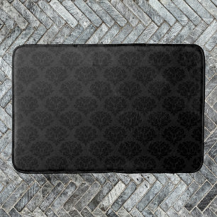 Tapis De Bain Elégant Damask Ornate Victorian Black