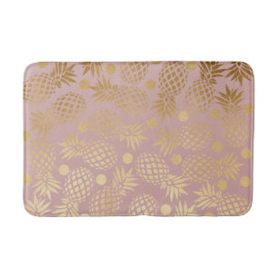 Tapis De Bain élégant feuille d'or ananas pois motif