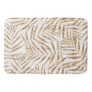 Tapis De Bain Élégant Feuilles de palme d'or tropicale