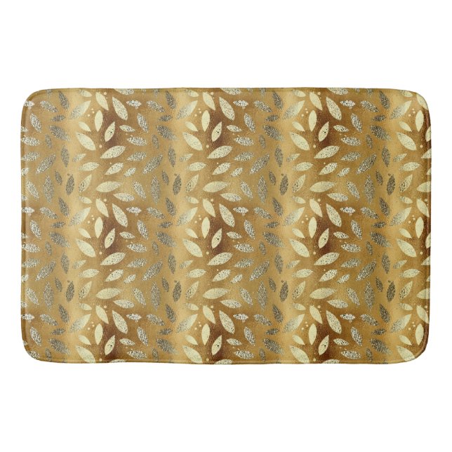 Tapis De Bain Élégant Feuilles d'or brillant (Devant)