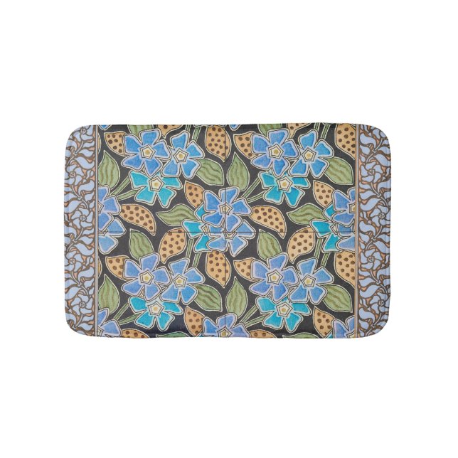 Tapis De Bain Élégant Fleur Bleu Périwinkle Floral Classic (Devant)