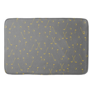 Tapis De Bain Elégant Gold Motif Golfer Grey